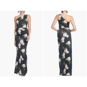 Sachin & Babi Women's Obsidian Blooms Delancy Floral One Shoulder Gown Size 4